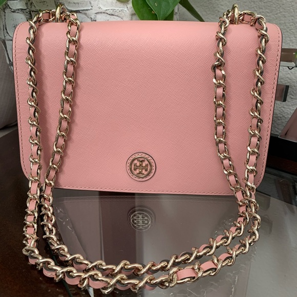 New Tory Burch Saffiano Leather “Channel”Chain Bag - Picture 12 of 16